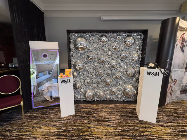 Disco Ball Wall Backdrop at Dunston Hall Wedding Show perfect for weddings and parties