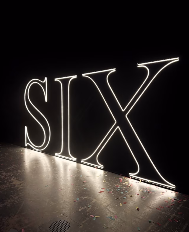 6ft Black LED Edge Lit SIX letters