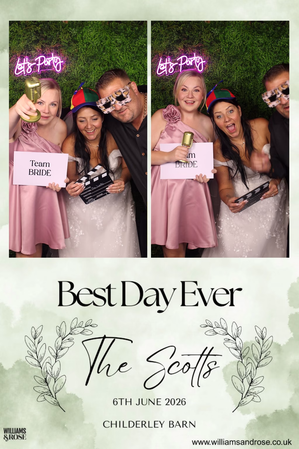 Customised wedding mirror booth print out