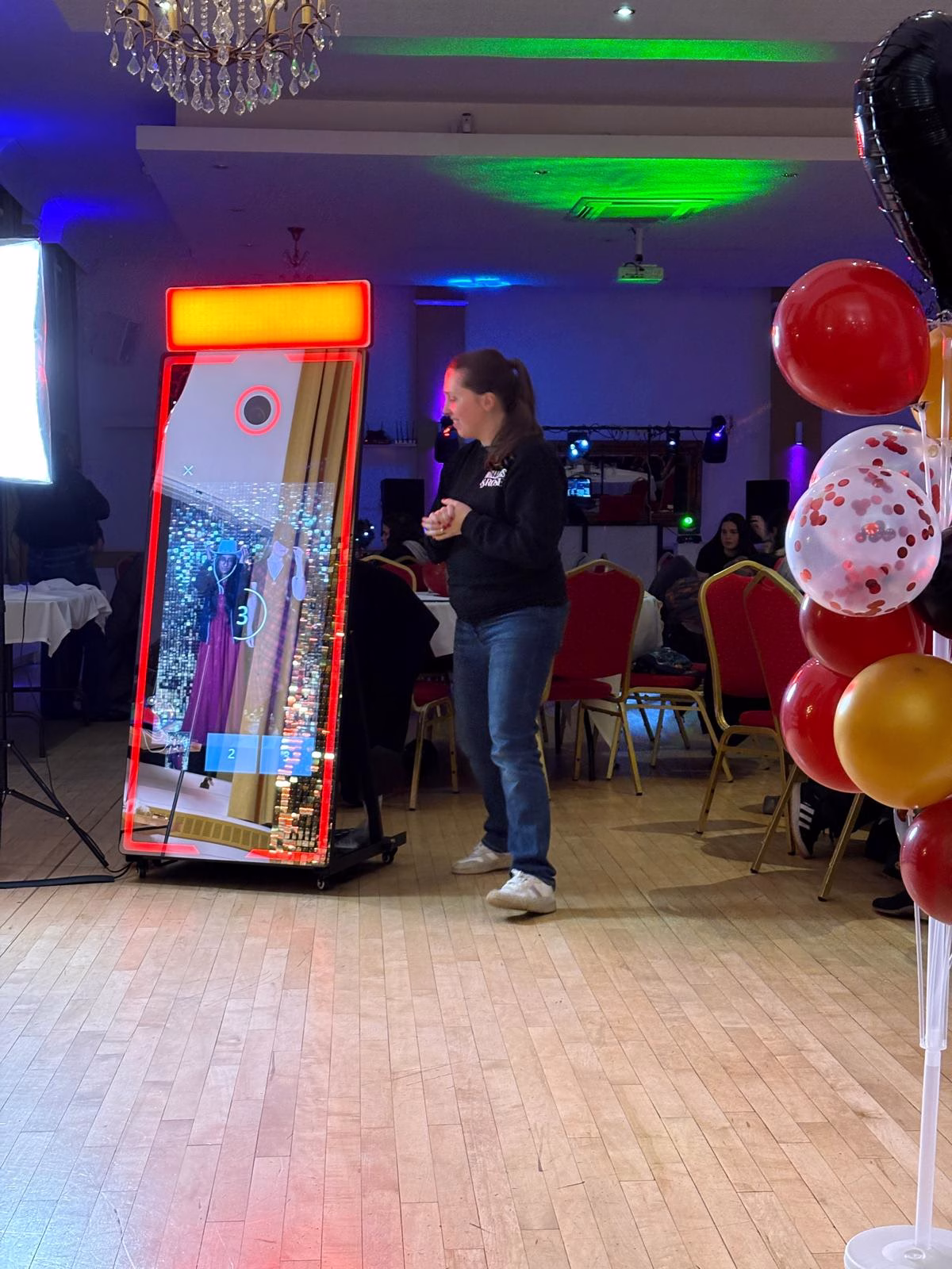 Magic Mirror Photo Booth by Williams & Rose with professional booth attendant at a 16th birthday party in Great Yarmouth, Norfolk.